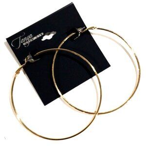 Elegant Gold tone 3" Big Hoops Statement Bold Earrings - Women's Fashion Jewelry